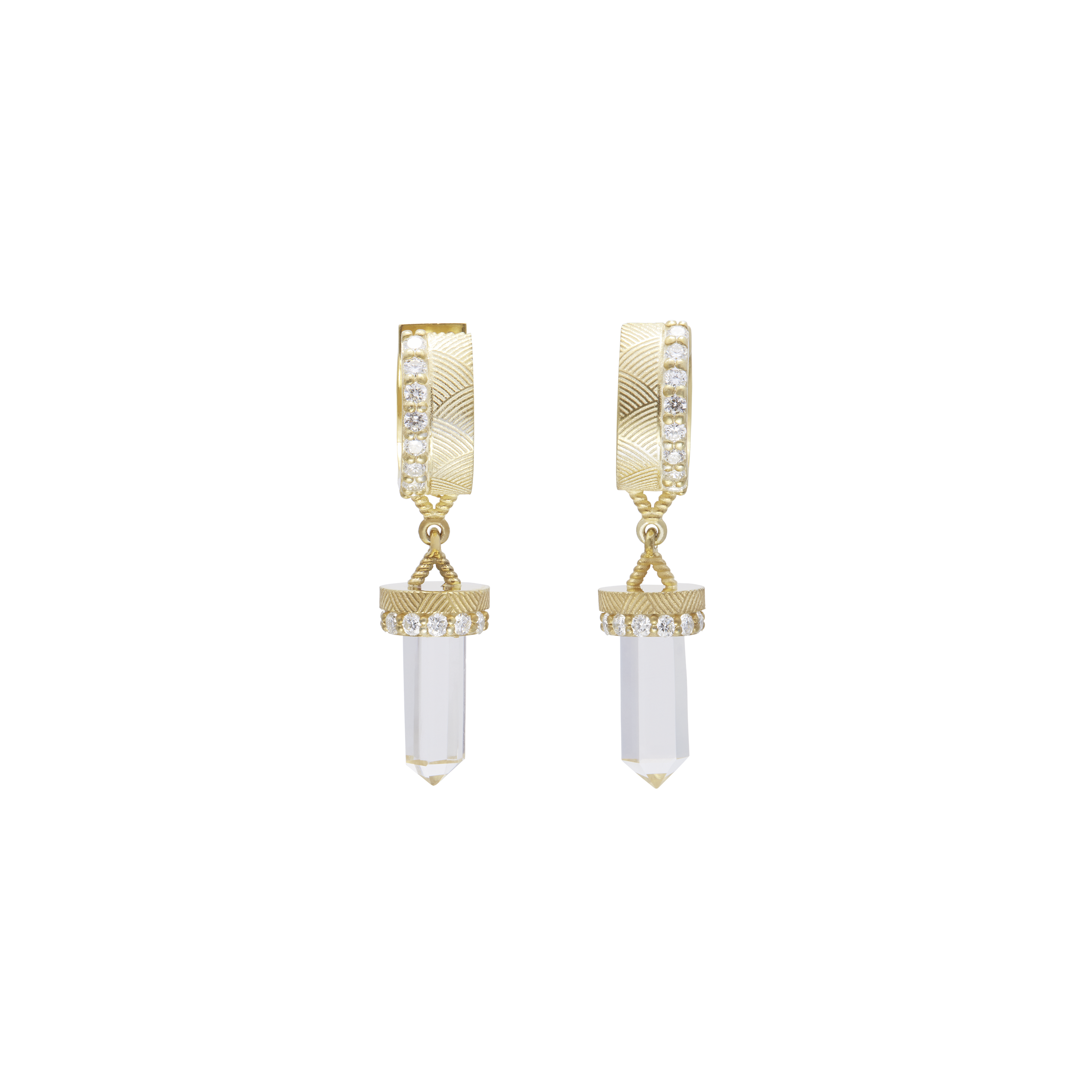 The Nova Clear Quartz Diamond Huggies