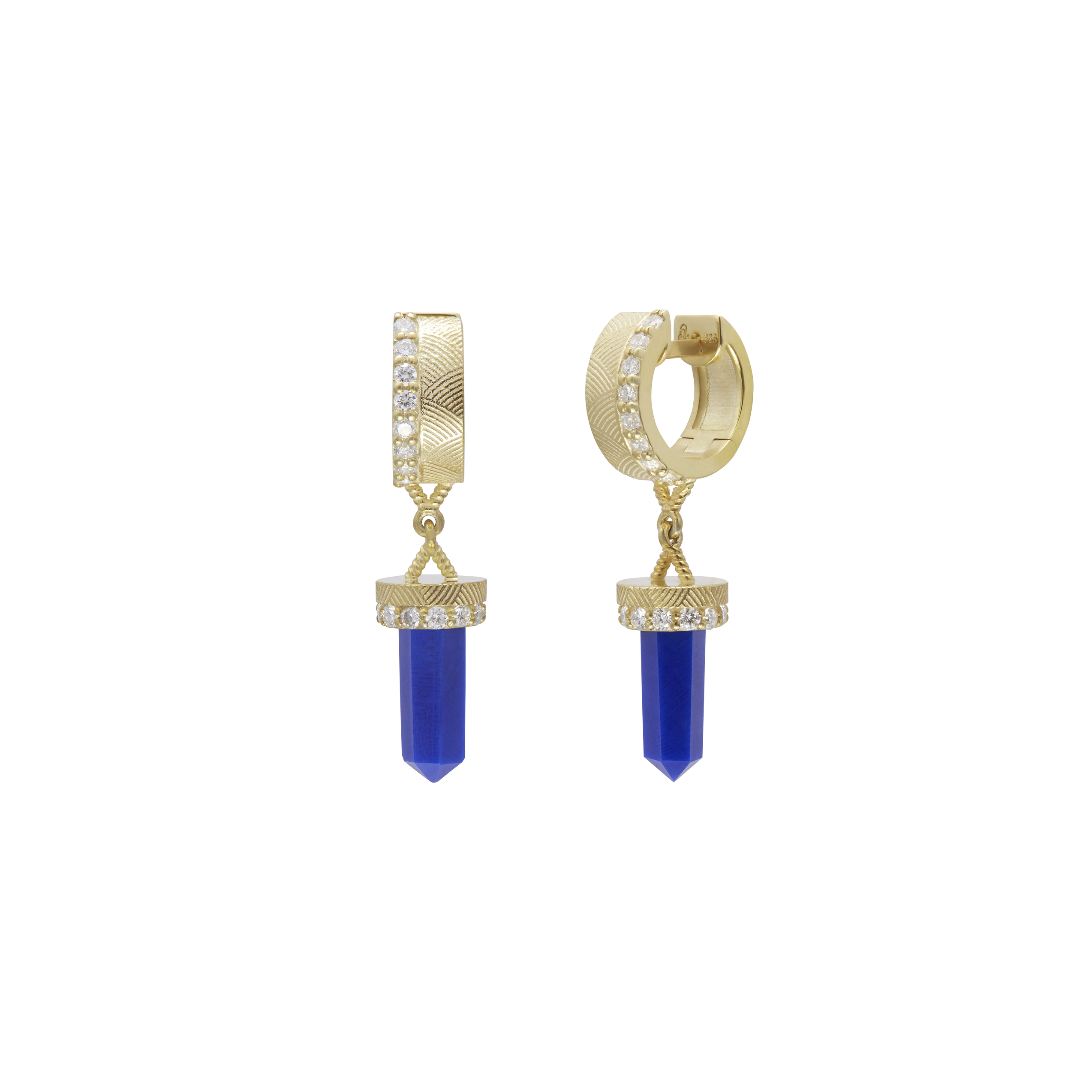 The Nova Blue Lapis Diamond Huggies