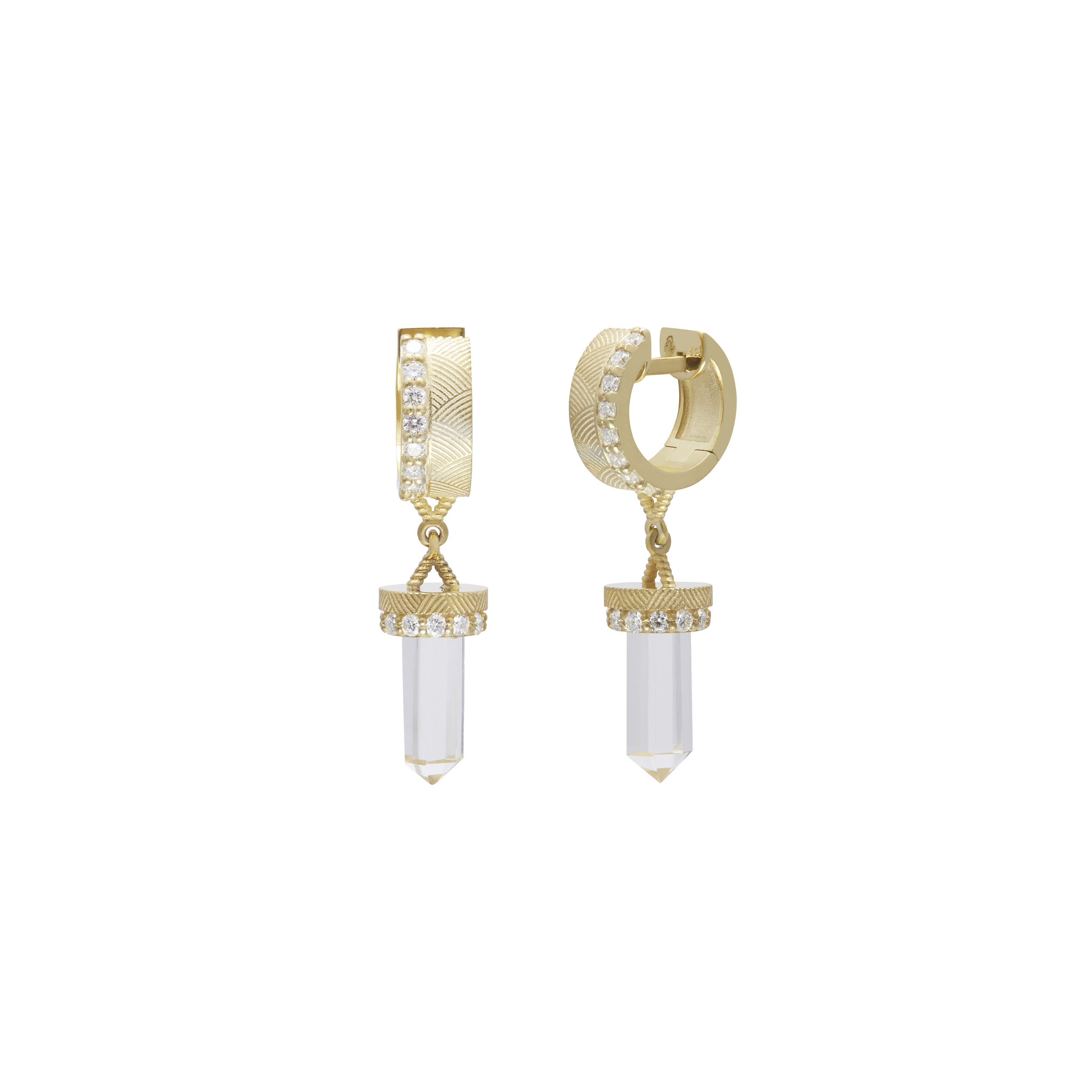 The Nova Clear Quartz Diamond Huggies
