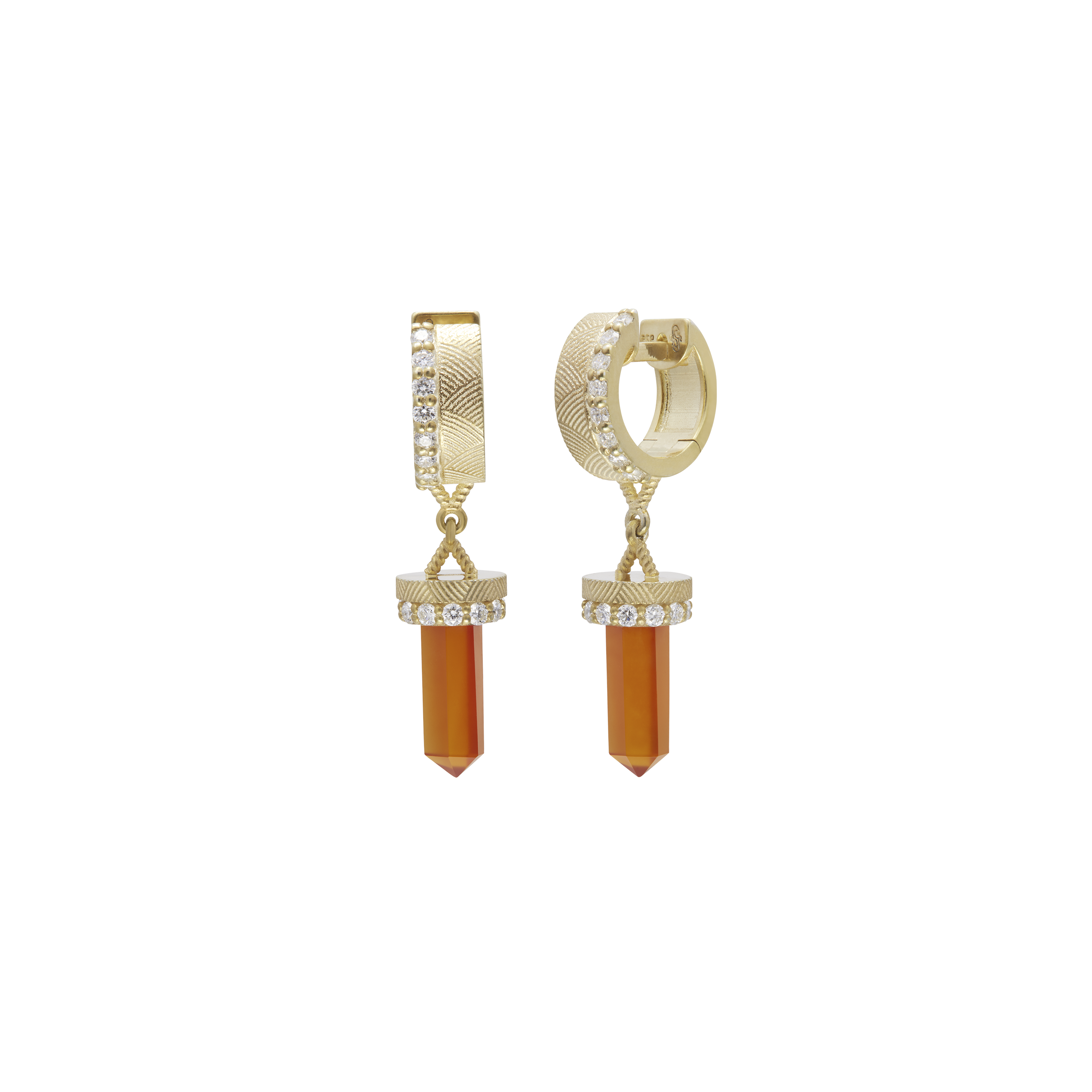 The Nova Crystal Carnelian Diamond Huggies