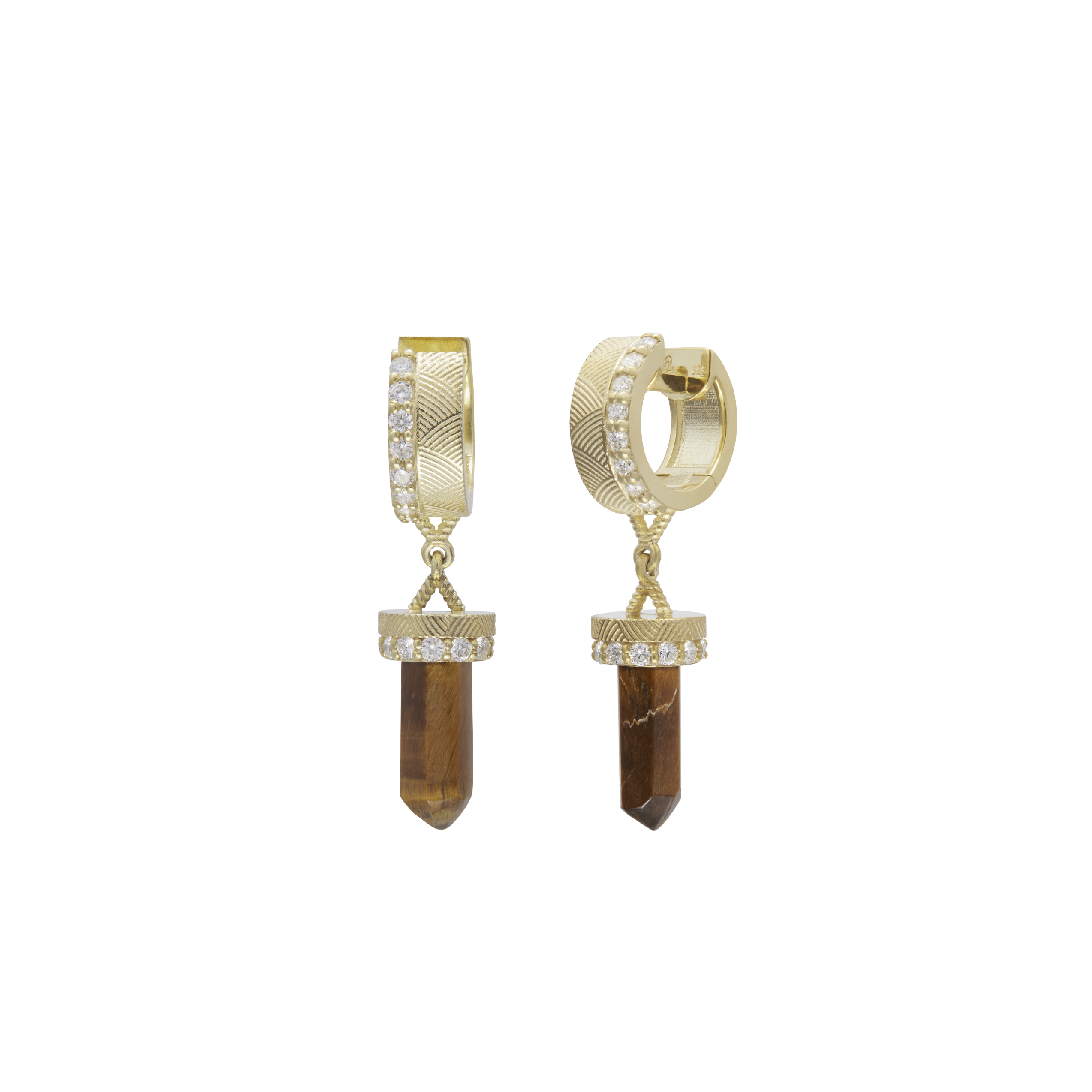 The Nova Tigers Eye Diamond Huggies