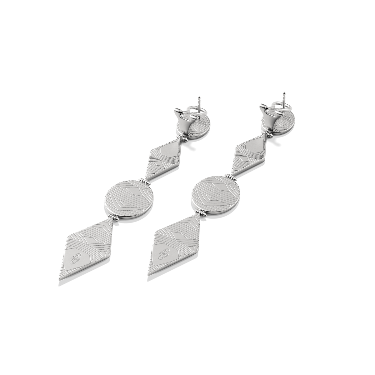 Reverse of the Harlow Arch Drop Earrings in sterling silver, showing the posts and backs