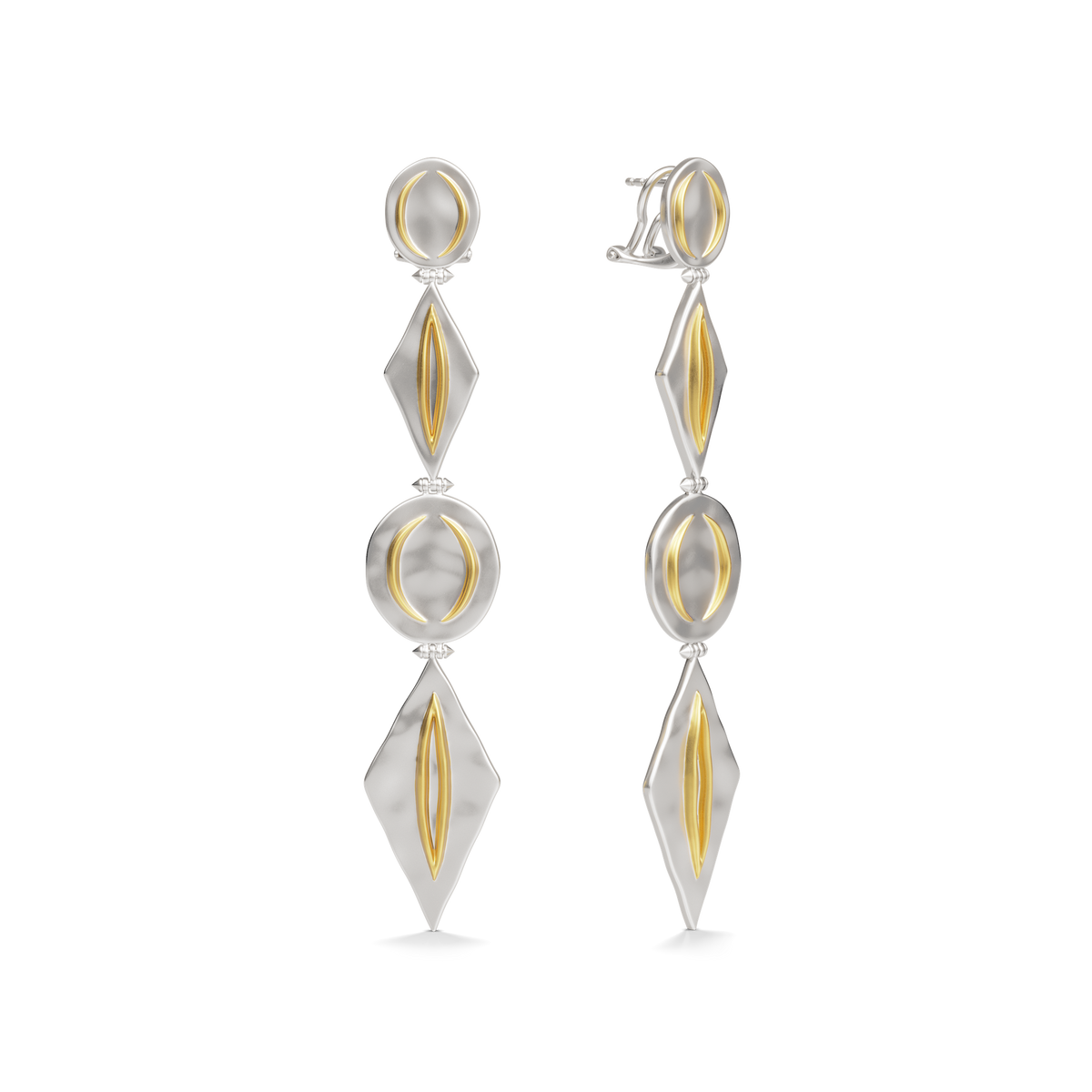 Harlow Arch Drop Earrings in sterling silver at a three-quarter angle #color_Sterling Silver