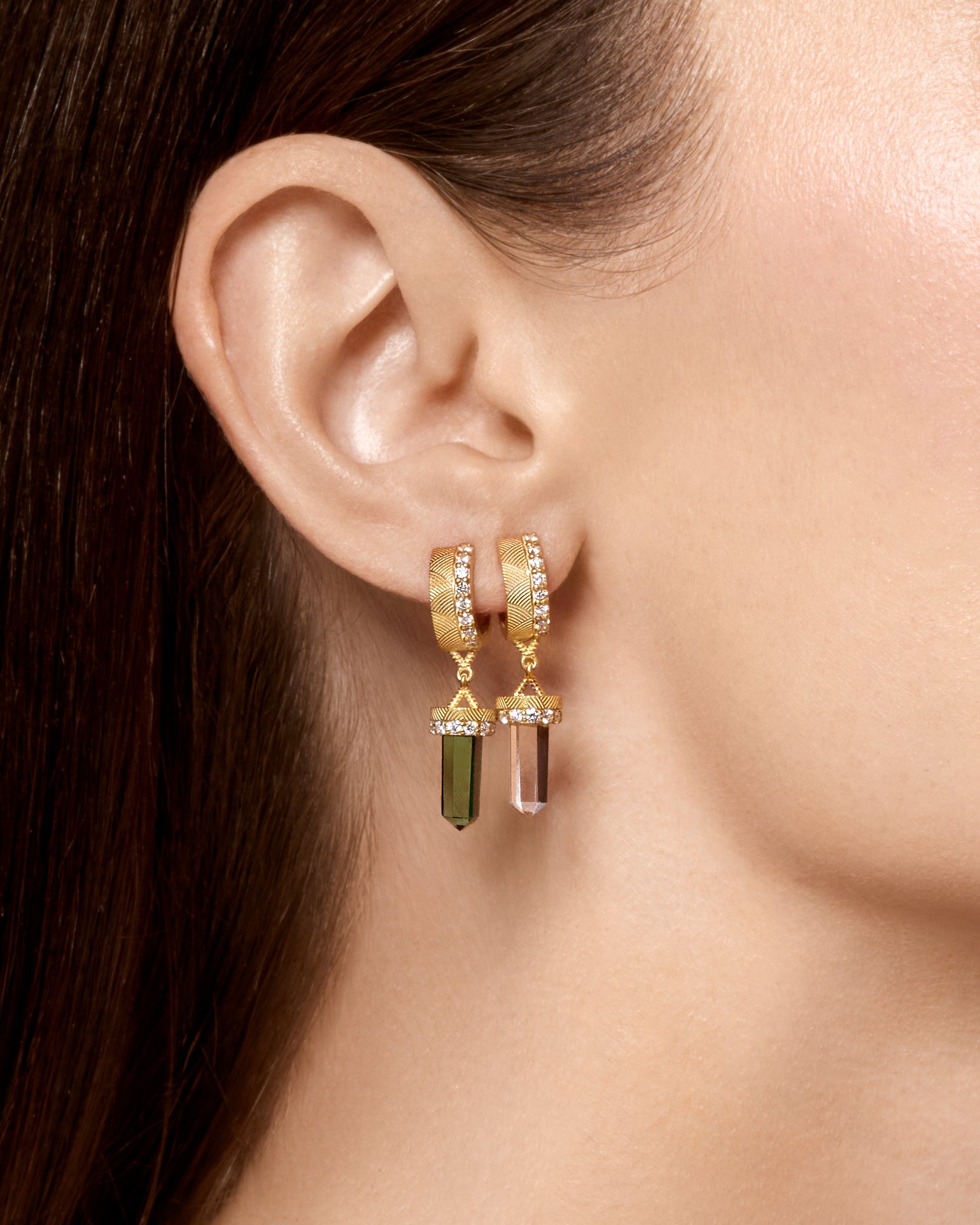 The Nova Green Tourmaline Diamond Huggies