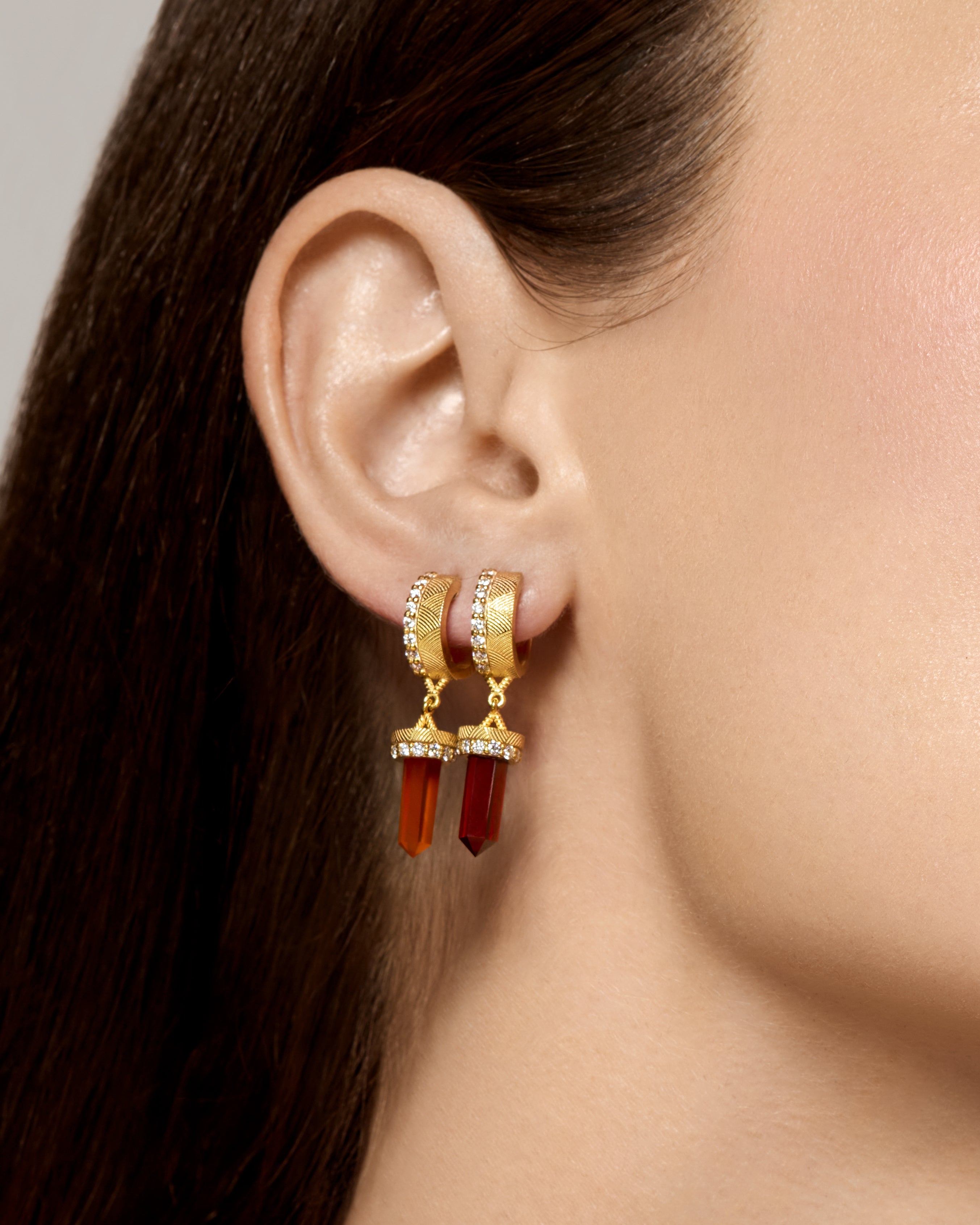 The Nova Garnet Diamond Huggies