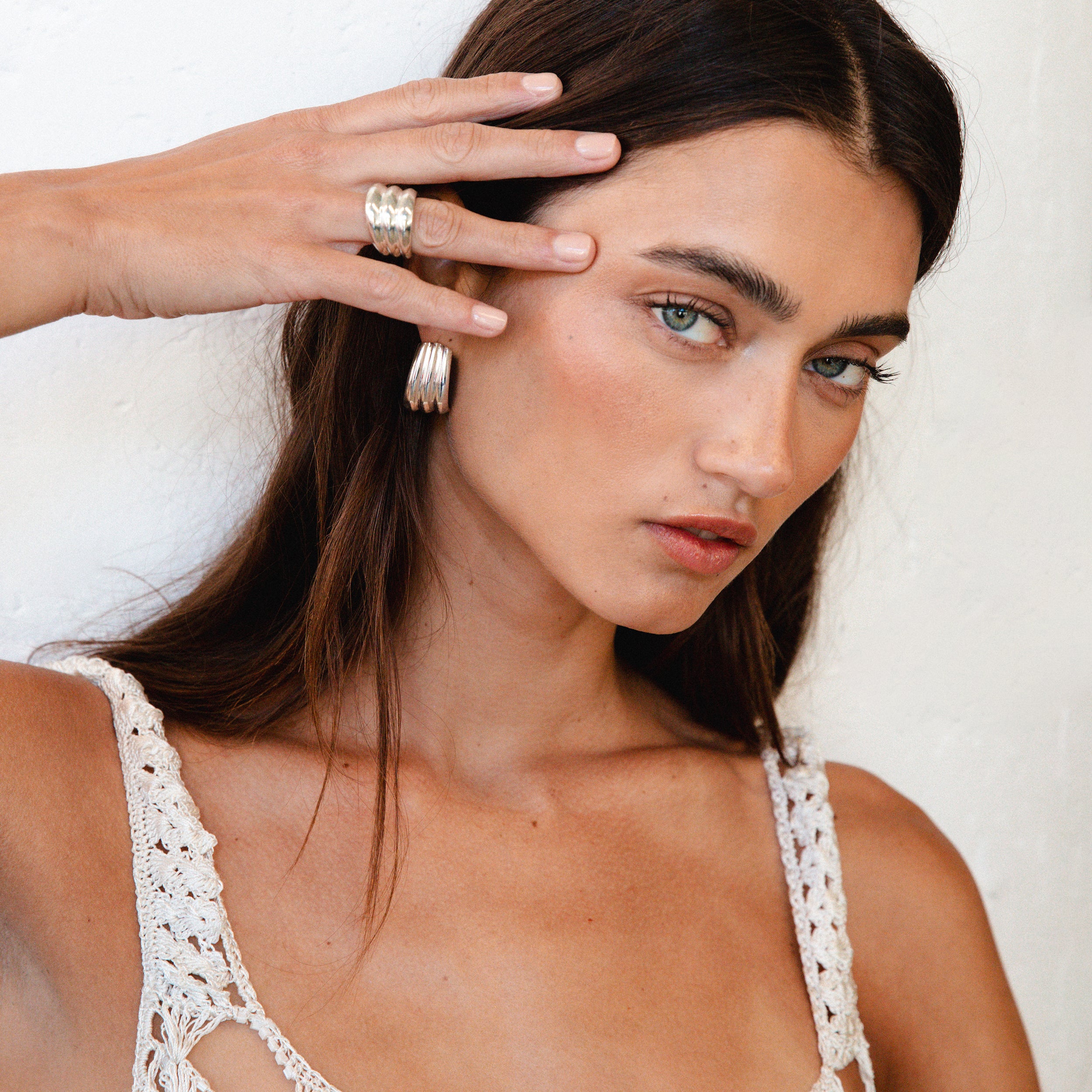 Silver Kerchief Hoops