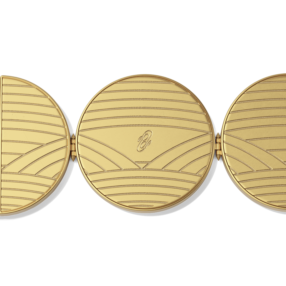 Sunburst Statement Bracelet in 14k gold plate with linked lapis suns, back view
