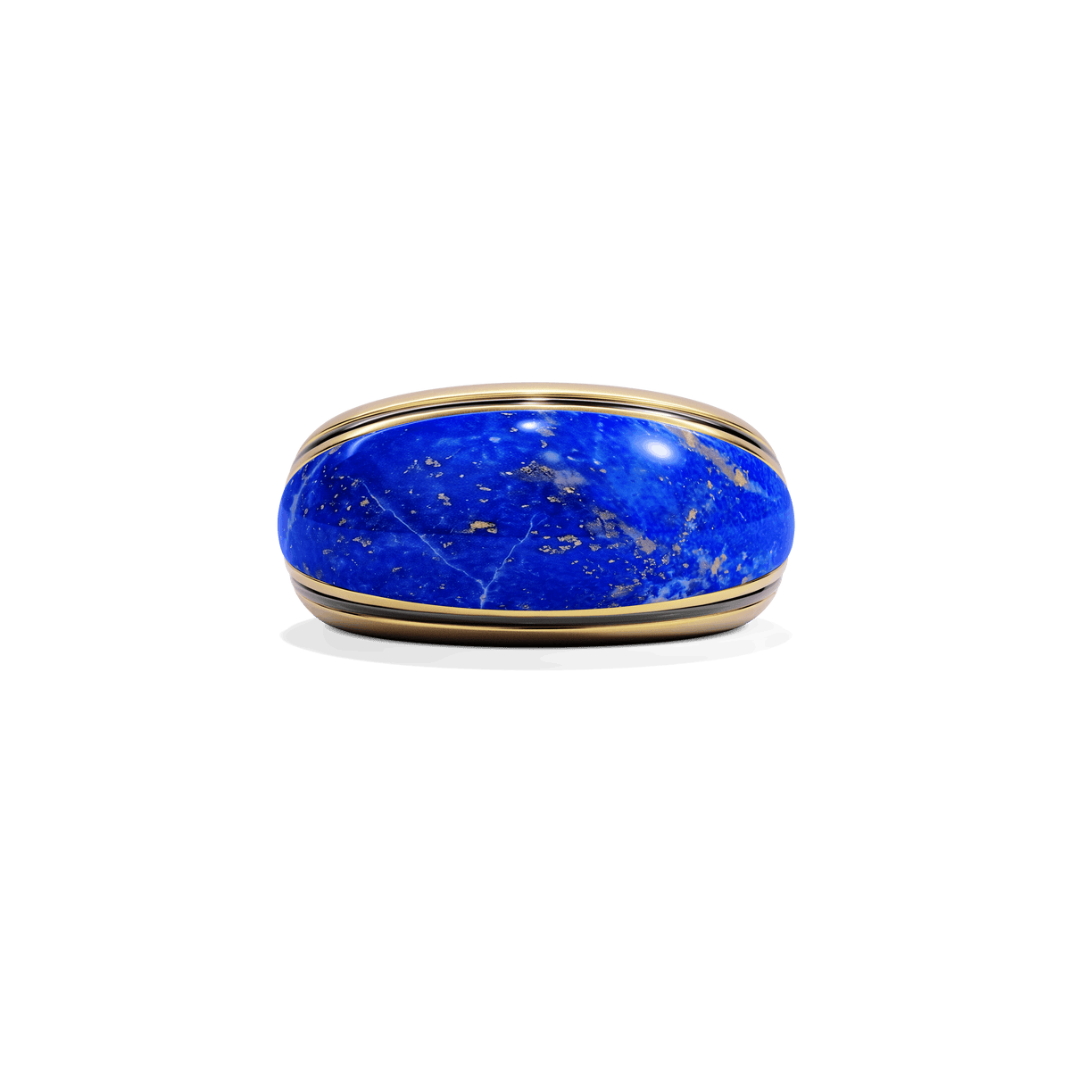 Sunburst Cocktail Ring in 14k gold plate with a smooth lapis dome, front view
