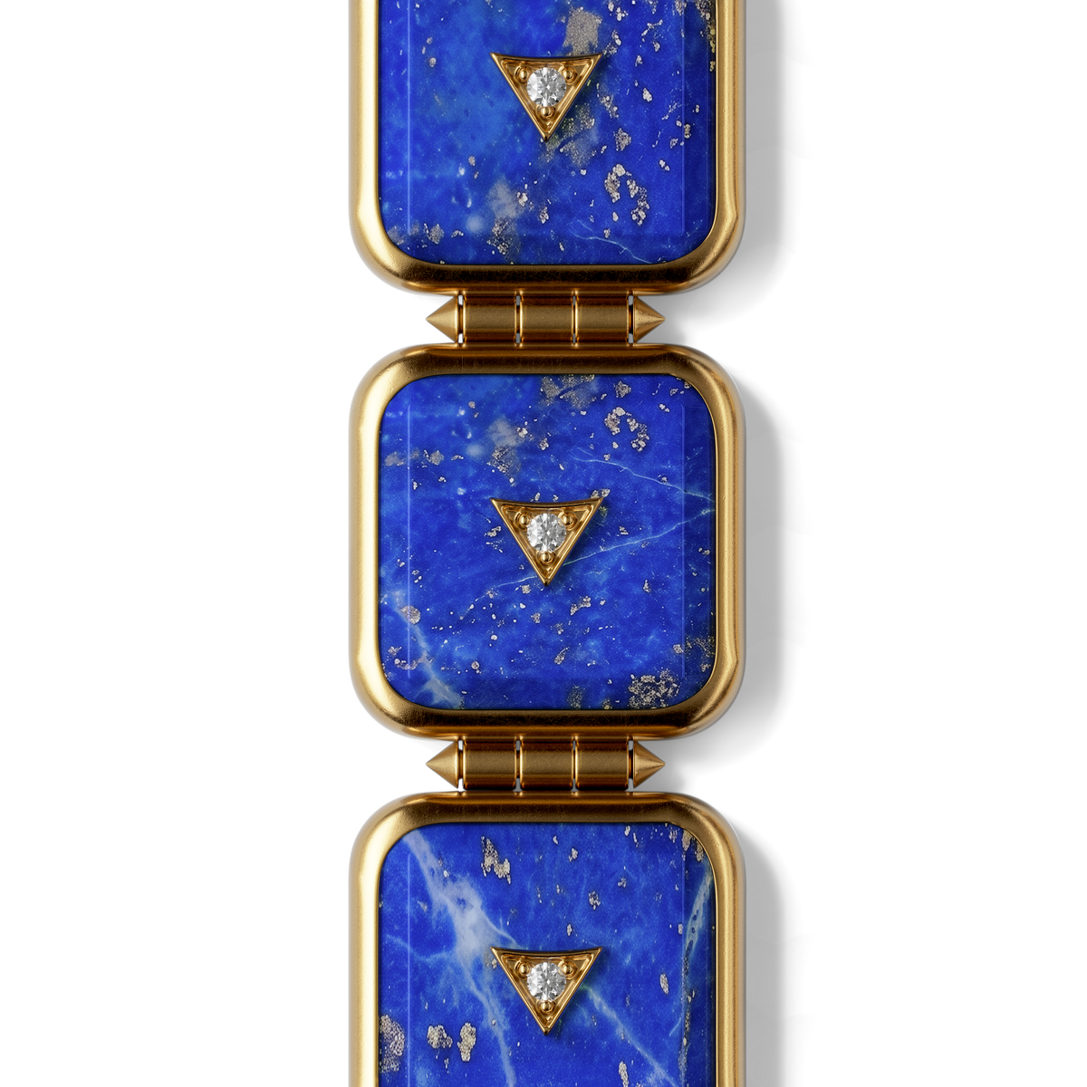 House of Harlow Nova Stacker Drop Earrings, close-up detail of the blue lapis stone and diamond pavé