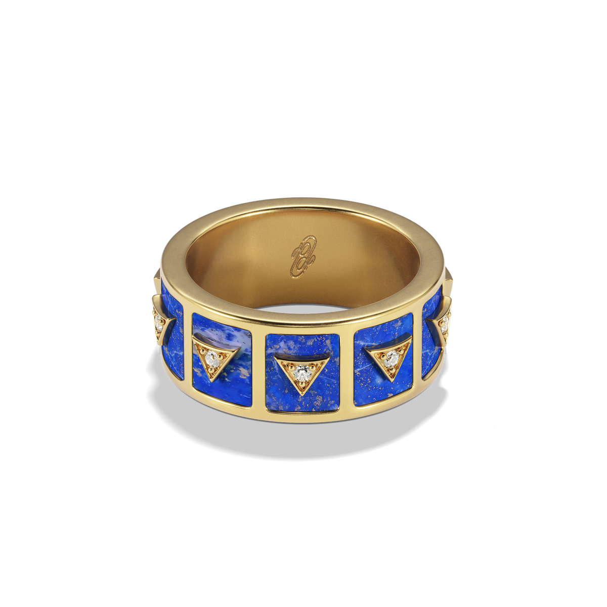 Nova Stacker Ring in 14k yellow gold with blue lapis, back view
