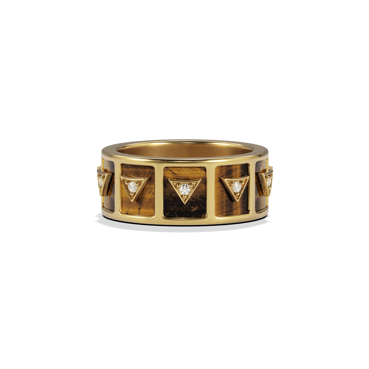 Nova Stacker Ring in 14k yellow gold with tiger's eye, front view #stone_Tiger's Eye