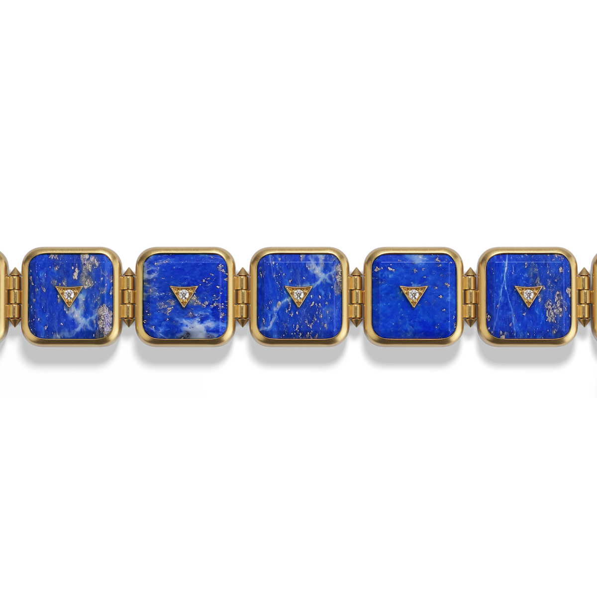 House of Harlow Petite Nova Stacker Bracelet, close-up detail of the blue lapis stone and diamond pavé