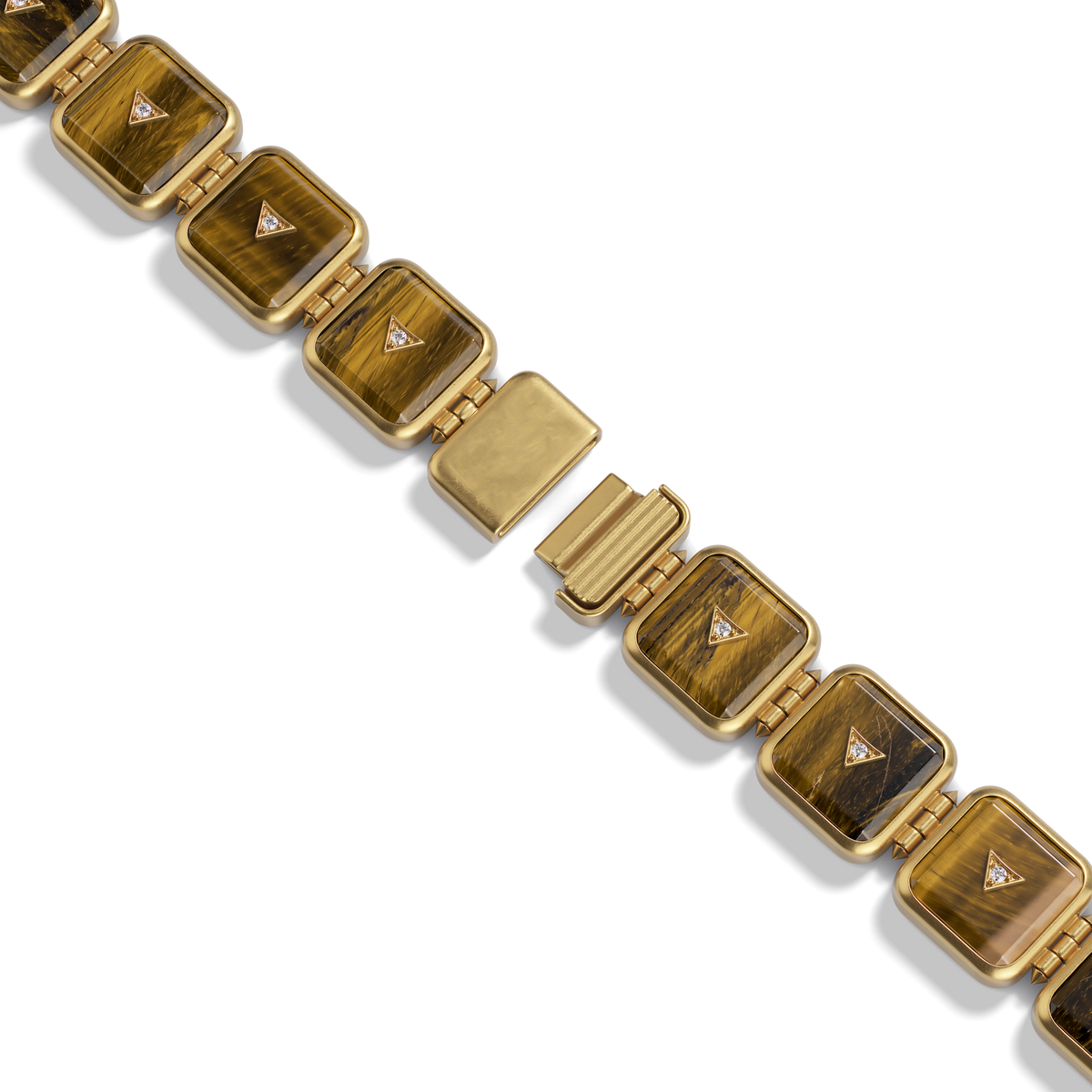 House of Harlow Petite Nova Stacker Bracelet in 14k gold with tiger's eye, clasp detail