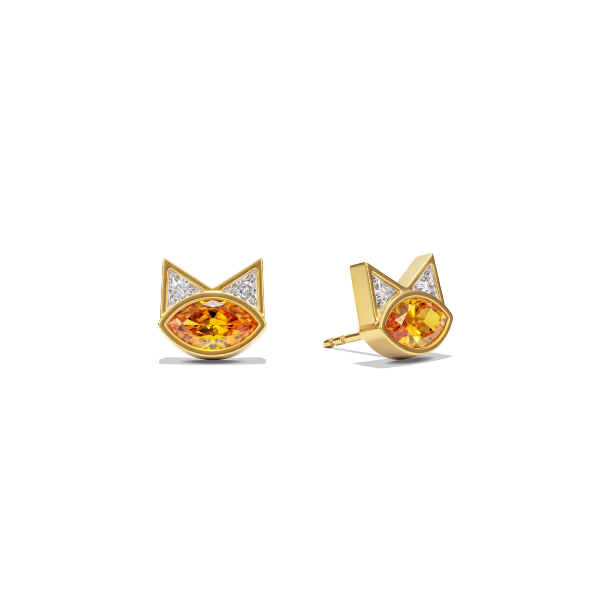 House of Harlow Tigerlily Stud Earrings in 18k gold with citrine and white diamond accents, three-quarter view #stone_Citrine