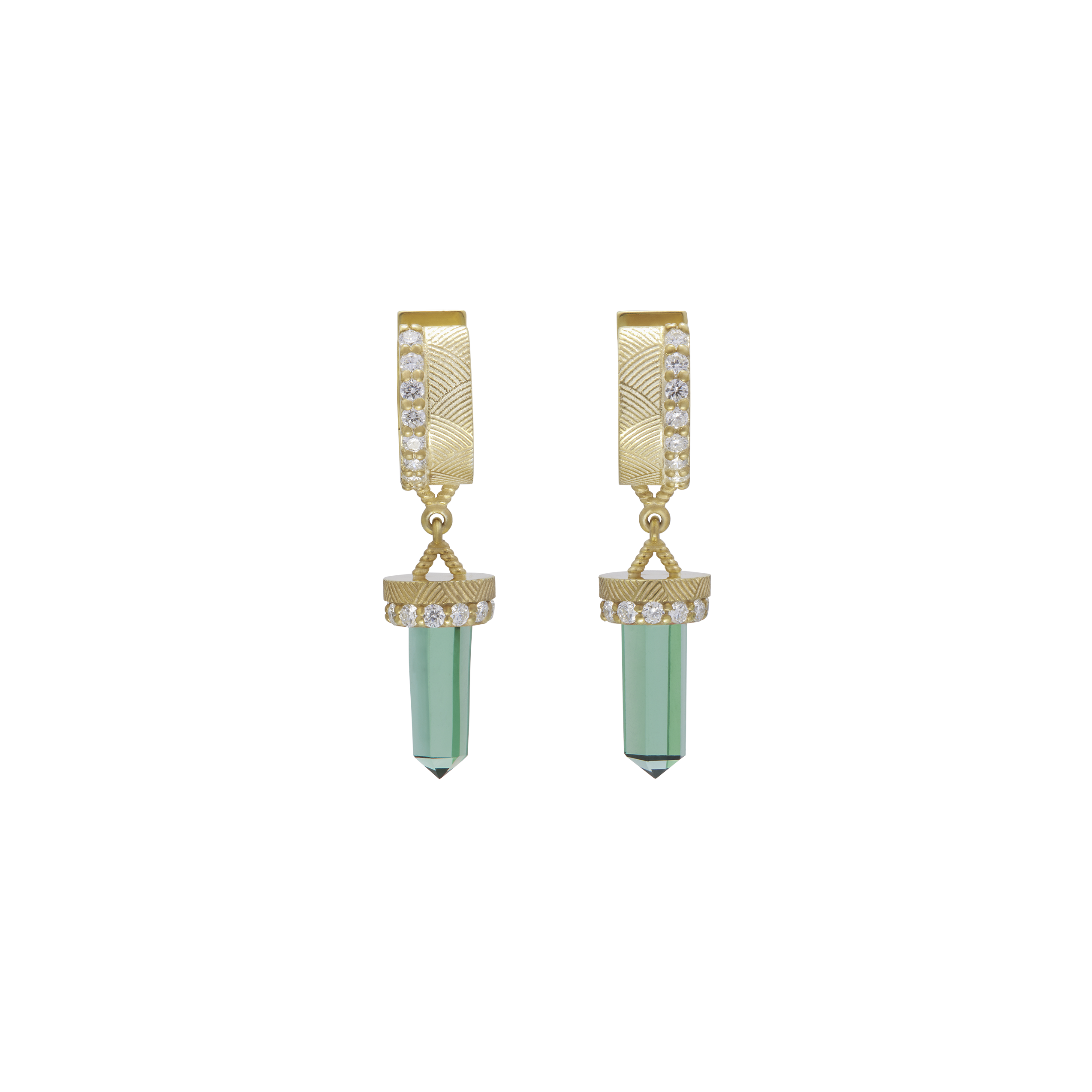 The Nova Green Tourmaline Diamond Huggies