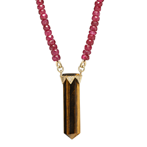 House of Harlow x McMullen HH Signature Ruby Strand & Tiger's Eye Diamond Crown Necklace
