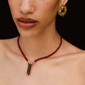 House of Harlow x McMullen HH Signature Ruby Strand & Tiger's Eye Diamond Crown Necklace