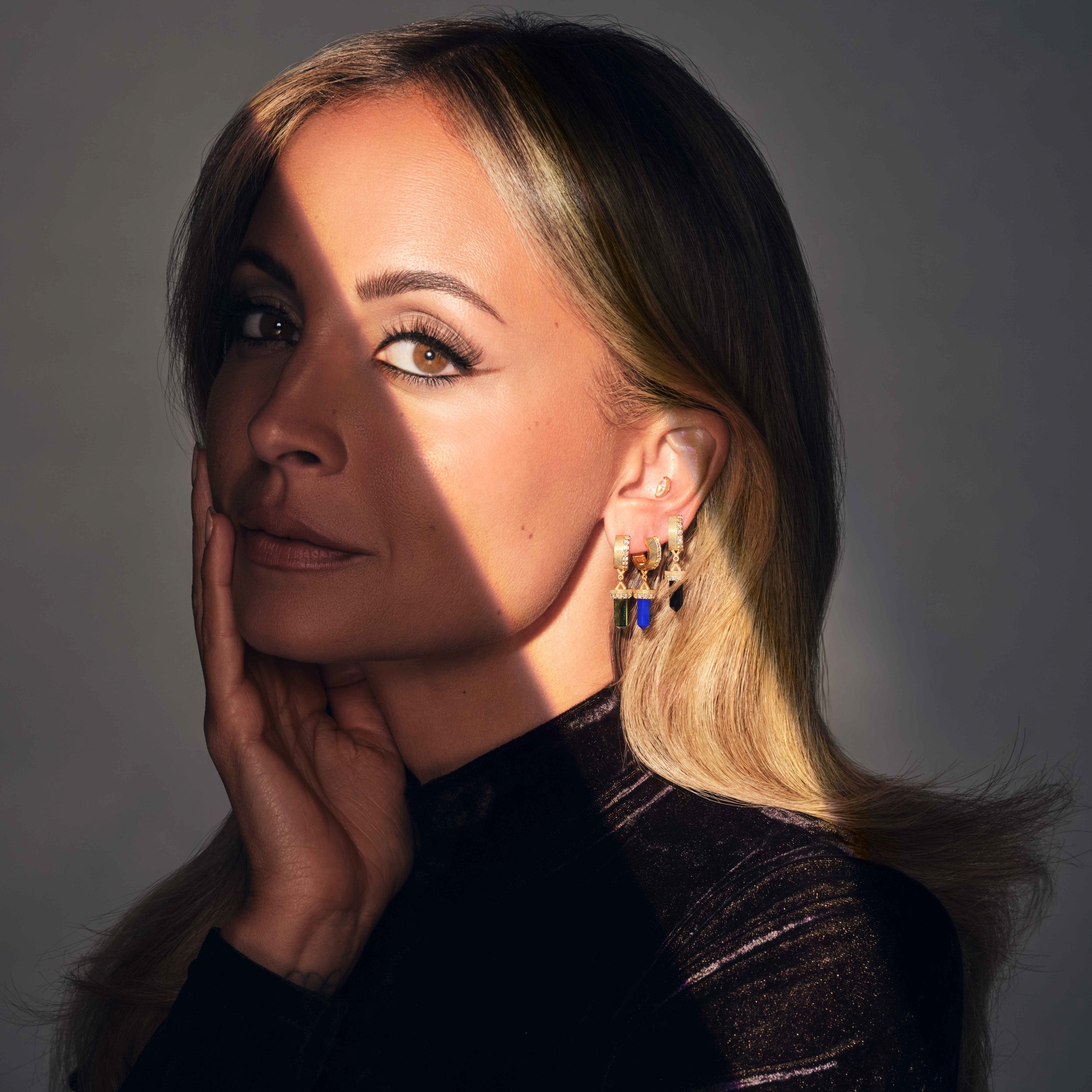 The Nova Black Onyx Diamond Huggies