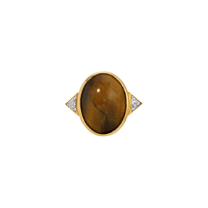 Celeste Tiger's Eye Trillion Diamond Ring