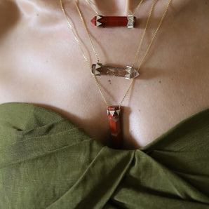 Red Jasper Horizontal Diamond Crown Necklace