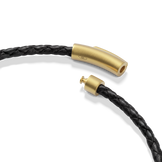Close-up of the gold magnetic clasp on the Harlow Stud Leather Bracelet