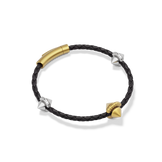 Harlow Stud Leather Bracelet at a three-quarter angle, showing the gold magnetic clasp and studs