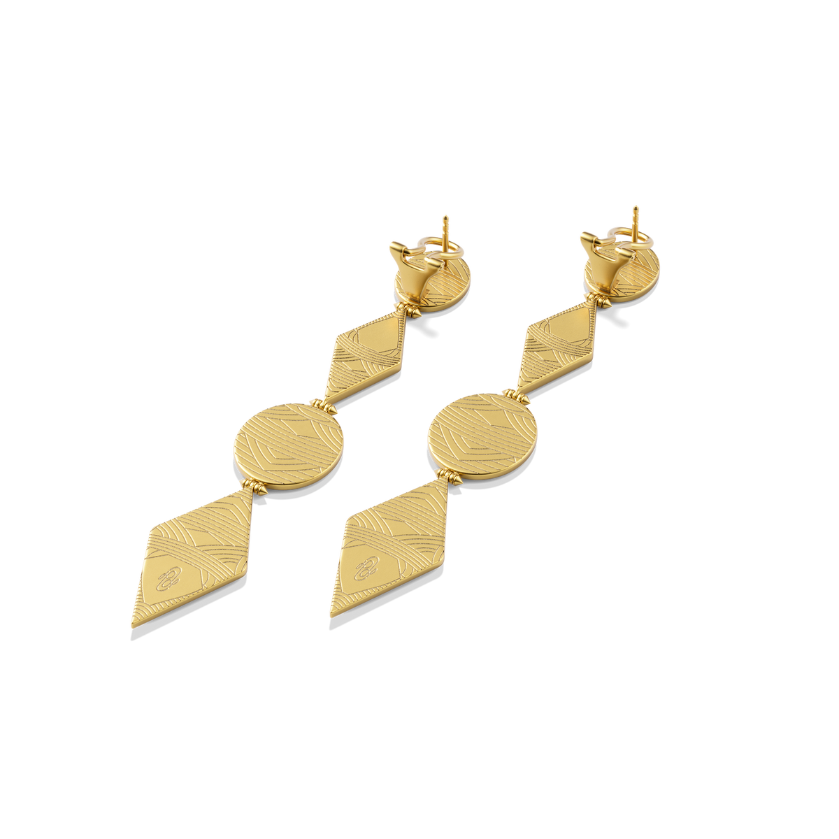 Reverse of the Harlow Arch Drop Earrings in 14k gold plate, showing the posts and backs