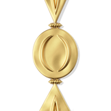 Close-up of the hammered disc and arch elements on the Harlow Arch Drop Earrings in 14k gold plate