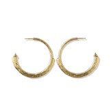 Harlow Arch Hoop Earrings in 14k gold plate, open hoops with a hammered arch and a pointed stud end