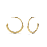 Harlow Arch Hoop Earrings in 14k gold plate from a second angle, showing the post and hammered texture