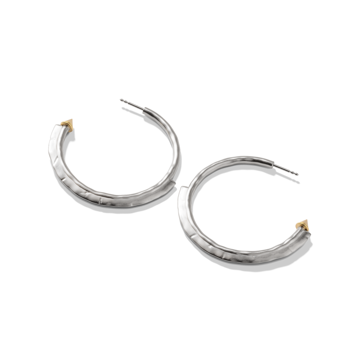 Harlow Arch Hoop Earrings in sterling silver at a three-quarter angle