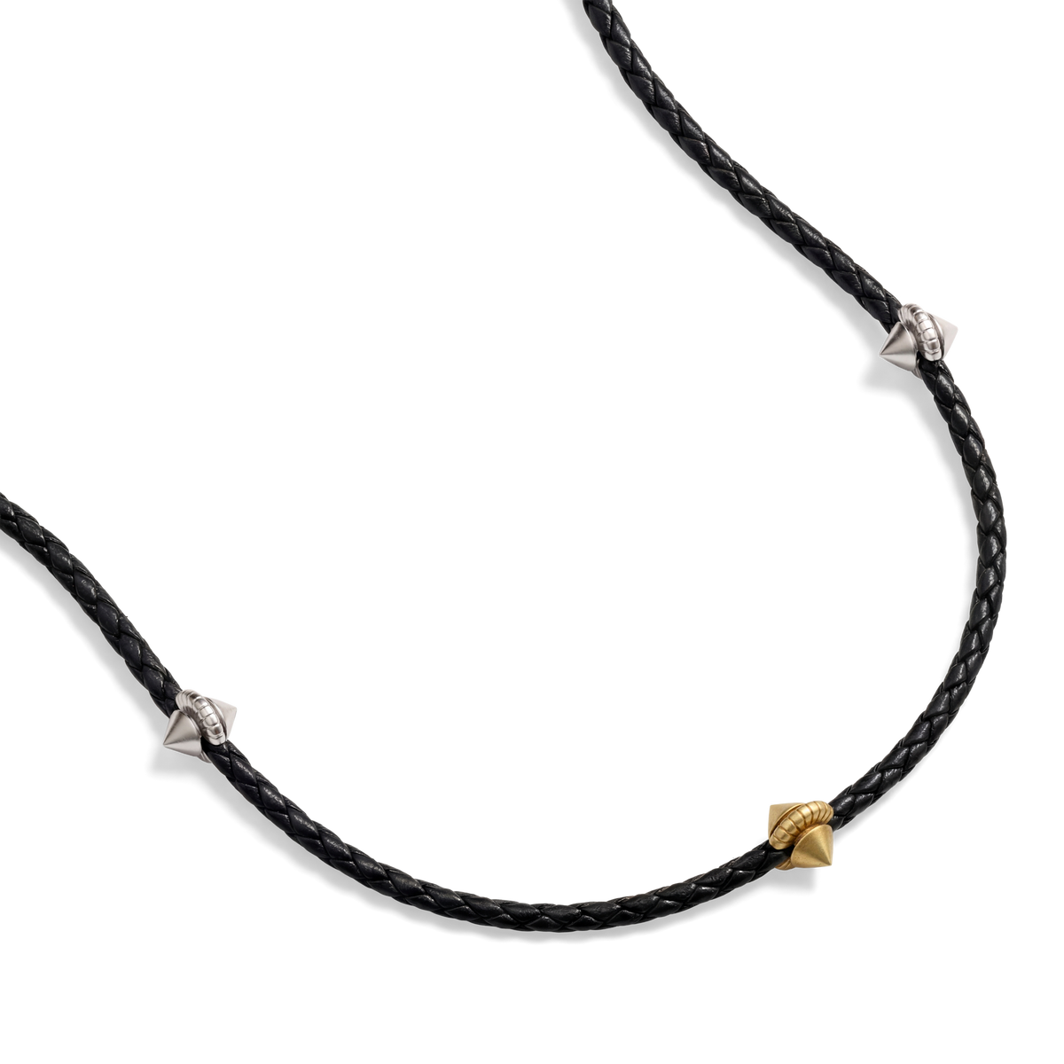 Harlow Stud Leather Necklace at a three-quarter angle