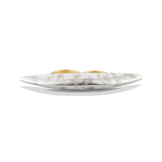 Harlow Arch Cross Finger Ring in two-tone sterling silver and 14k gold plate, a hammered silver arch spanning two gold bands, front view