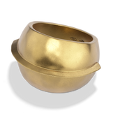 Close-up of the Harlow Arch Ring in 14k gold plate, showing the arch band and hallmark