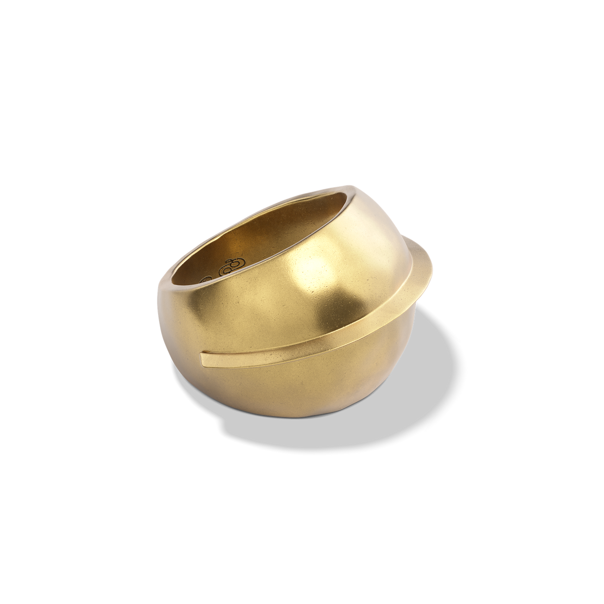 Harlow Arch Ring in 14k gold plate from a second three-quarter angle, showing the inside of the band