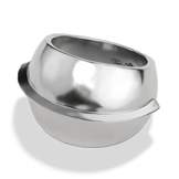 Close-up of the Harlow Arch Ring in sterling silver, showing the arch band and hallmark