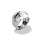 Harlow Arch Ring in sterling silver at a three-quarter angle, showing the arch band wrapping the dome