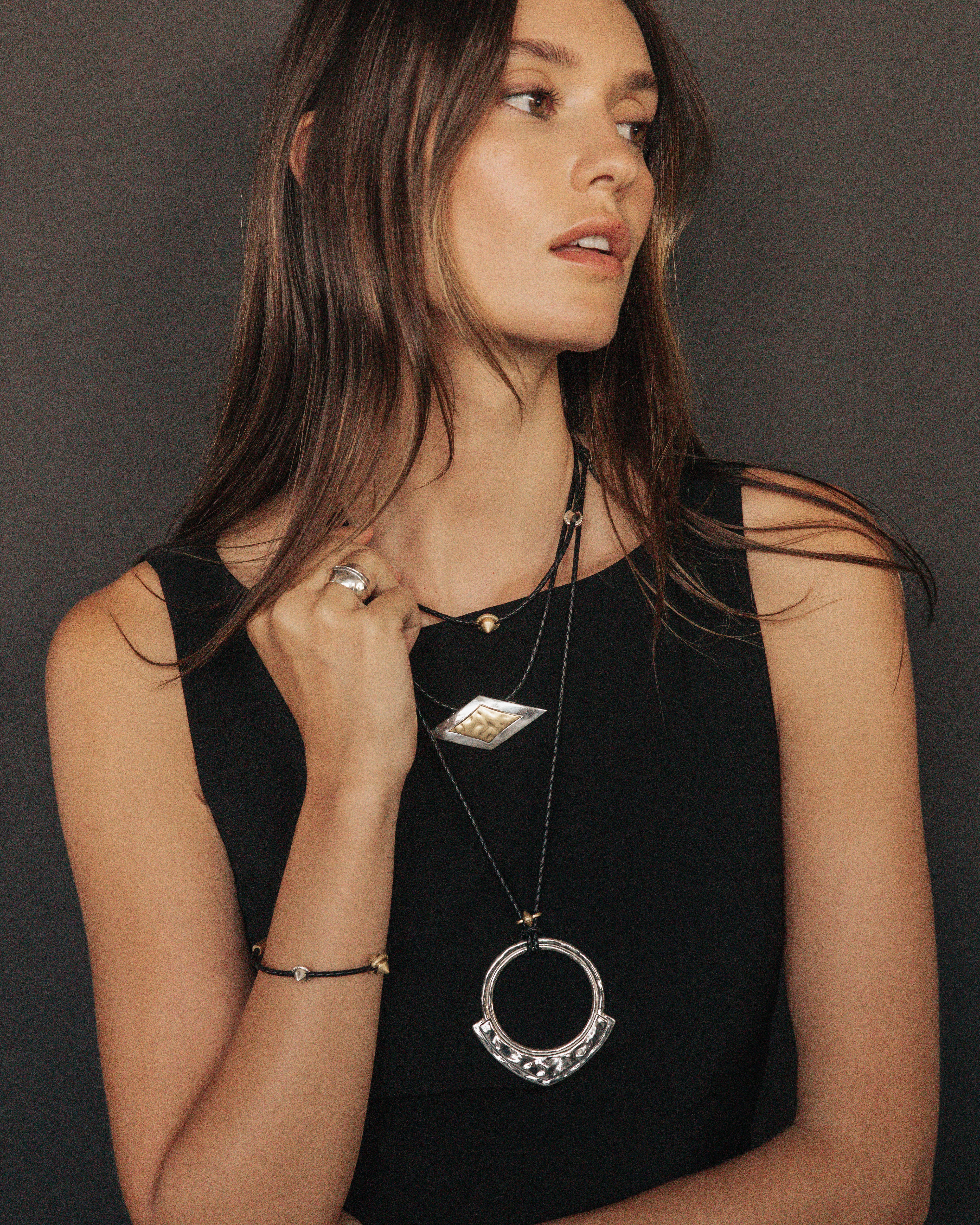 Harlow Stud Leather Necklace