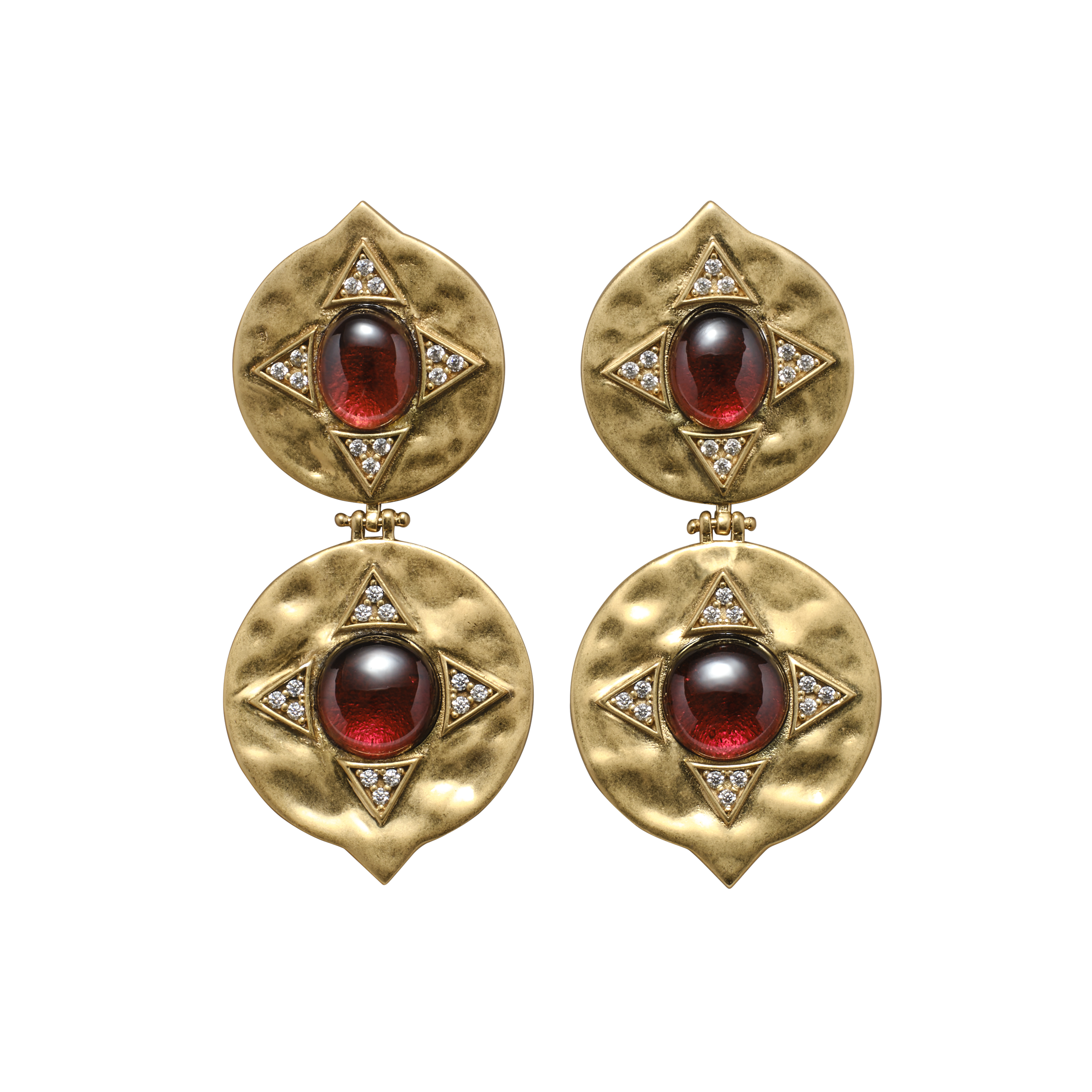 The Coin Double Garnet Drop Earrings x McMullen