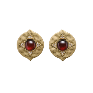House of Harlow x McMullen The Coin Single Garnet Earrings