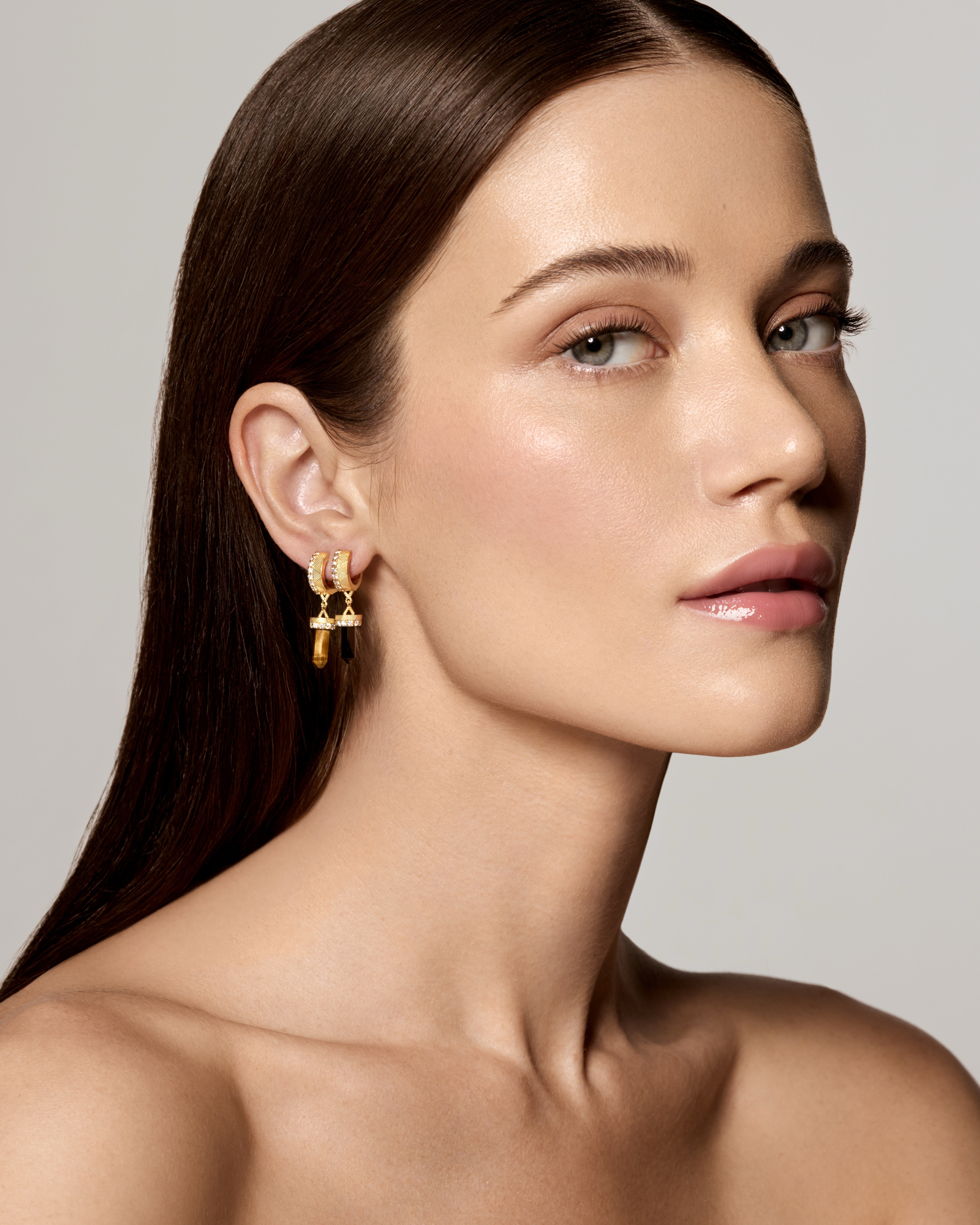 The Nova Tigers Eye Diamond Huggies