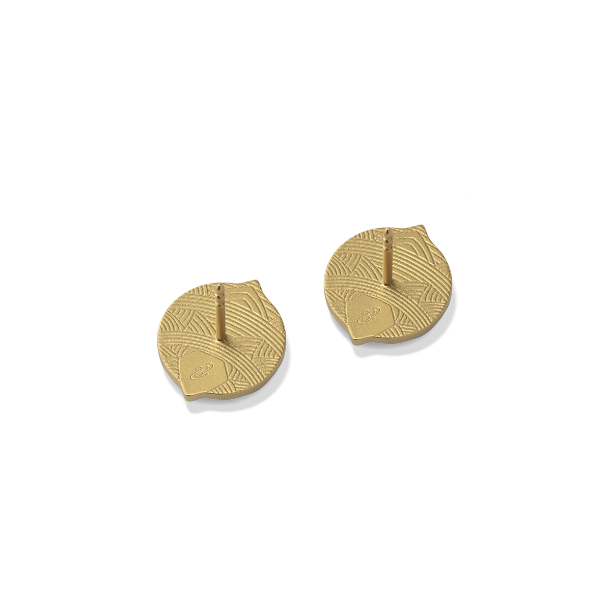Reverse of the Hathor Stud Earrings in malachite, showing the gold back and post