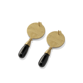 Reverse of the Hathor Teardrop Earrings in black onyx, showing the gold back and post