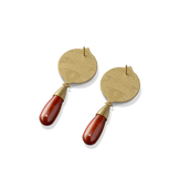 Reverse of the Hathor Teardrop Earrings in red jasper, showing the gold back and post