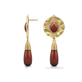 Side profile of the Hathor Teardrop Earrings in red jasper, showing the post and drop