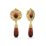 Hathor Teardrop Earrings in red jasper at a three-quarter angle