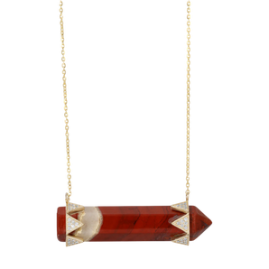 Red Jasper Horizontal Diamond Crown Necklace