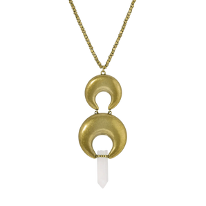 Quartz Double Horn Necklace