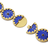 Sunburst Statement Bracelet in 14k gold plate, close-up of the clasp