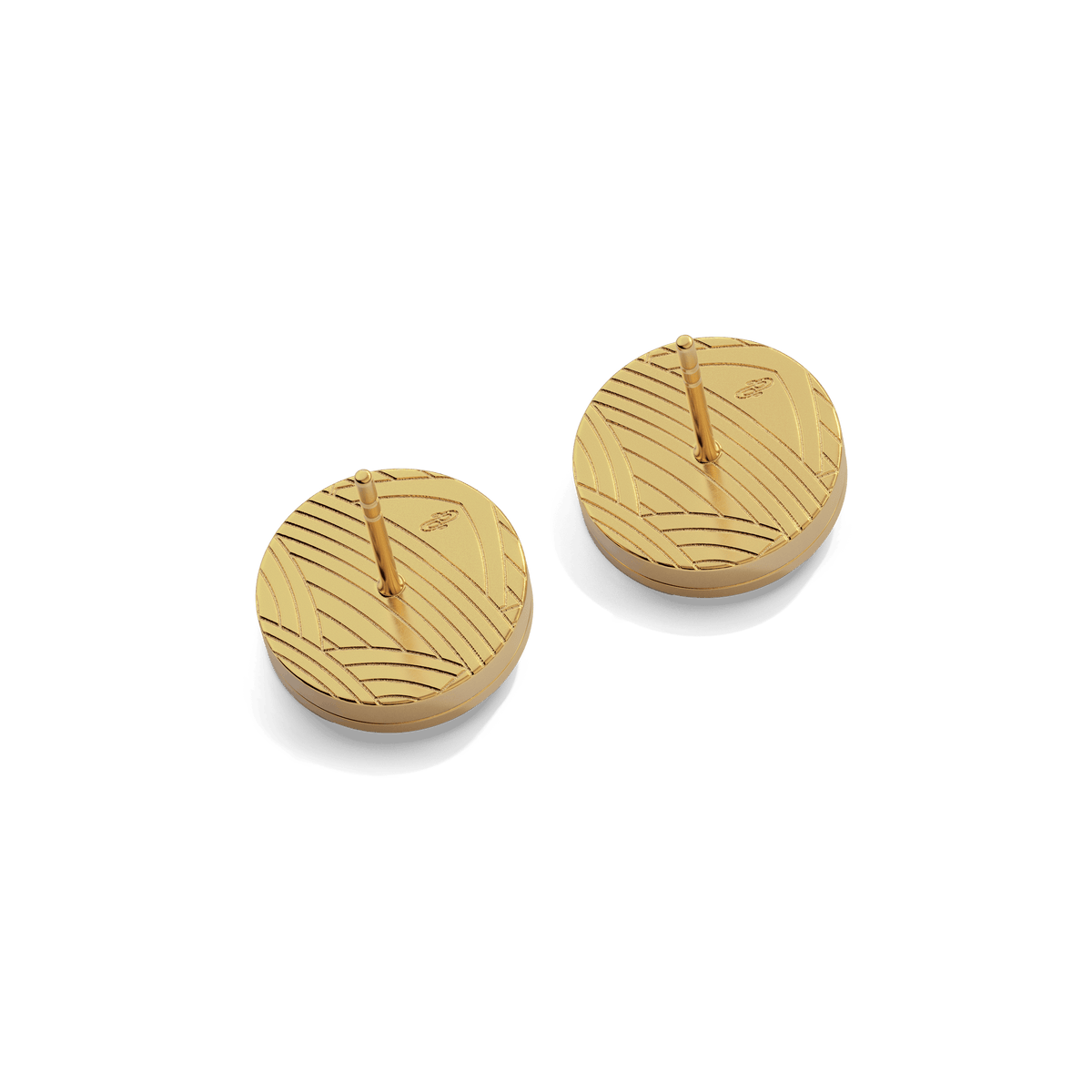 Sunburst Stud Earrings in 14k gold plate, back view showing the post